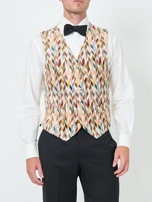 favourbrook Light Multi Chevron Single Breasted Waistcoat