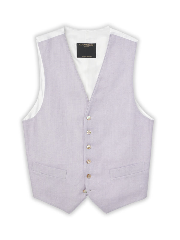 Favourbrook Lilac Randwick Single Breasted Waistcoat With Piping