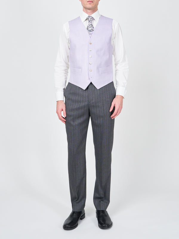 Favourbrook Lilac Randwick Single Breasted Waistcoat With Piping