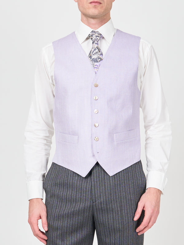 favourbrook Lilac Randwick Single Breasted Waistcoat with Piping