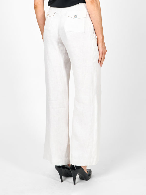 Favourbrook Lounge Trousers Leg Ivory Herringbone Crease Resist Linen