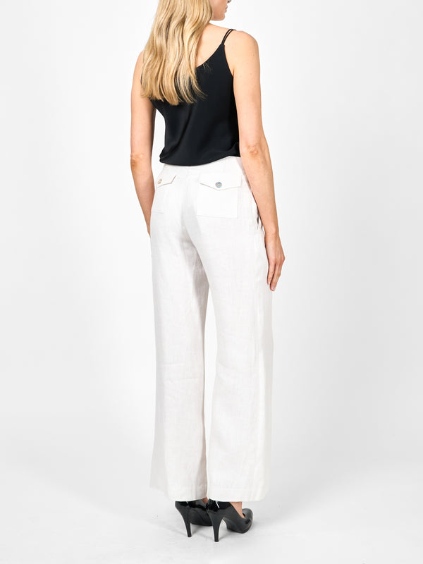 Favourbrook Lounge Trousers Leg Ivory Herringbone Crease Resist Linen