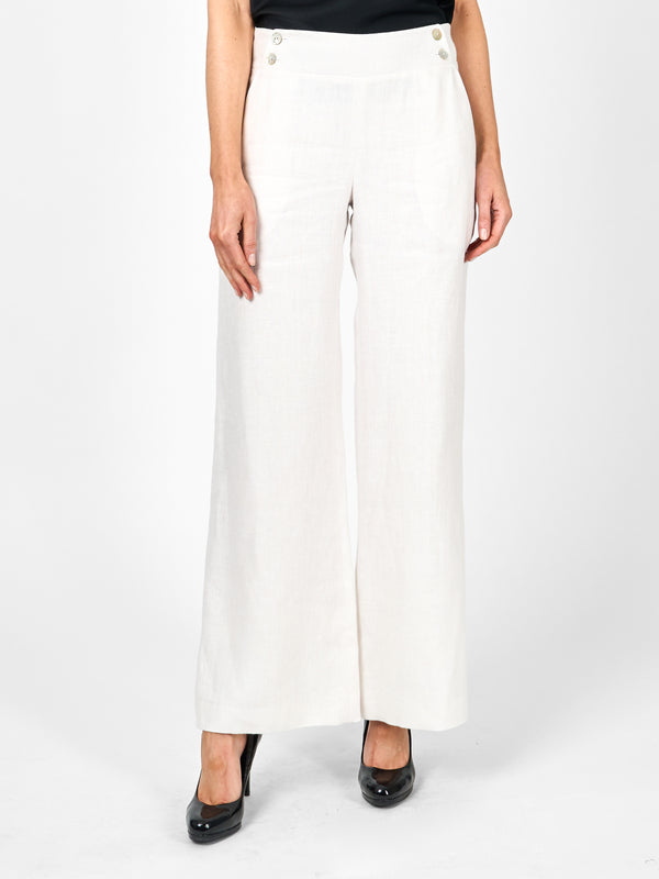 favourbrook Lounge Trousers leg Ivory Herringbone Crease Resist Linen