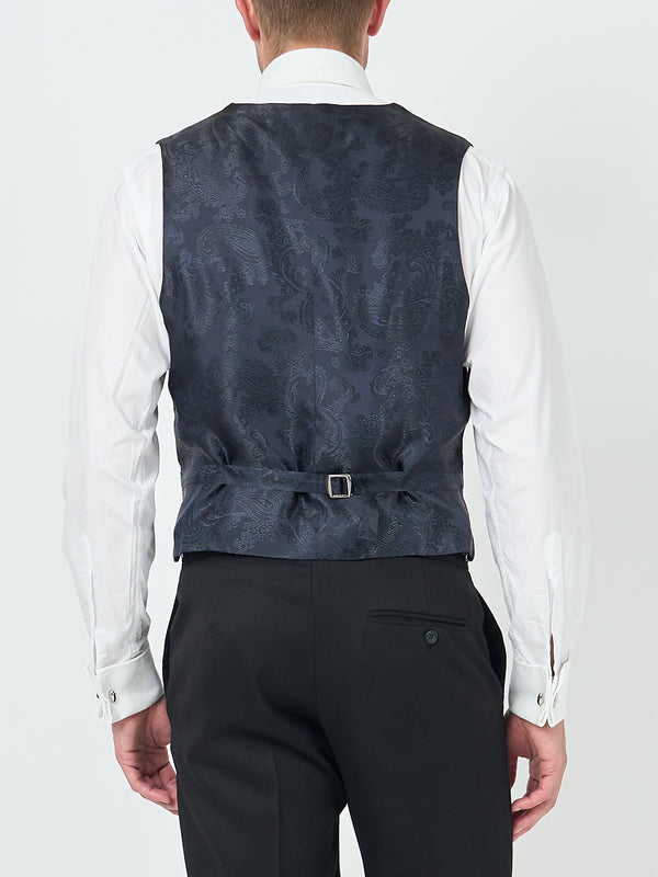 Favourbrook Midnight Heathcote Paisley Single Breasted Waistcoat