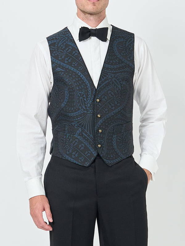 favourbrook Midnight Heathcote Paisley Single Breasted Waistcoat