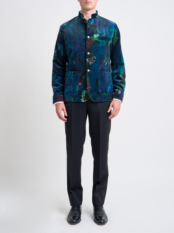 Favourbrook Midnight Idris Floral Velvet Cotton Artist Jacket