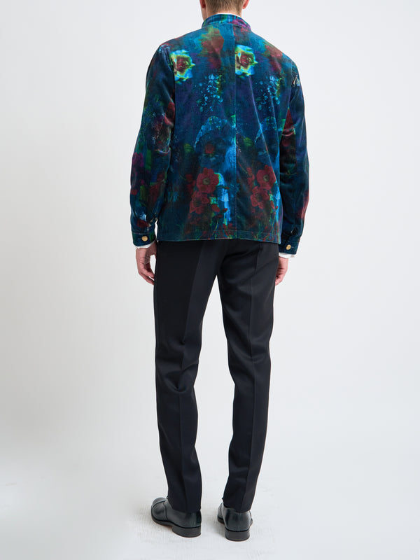 Favourbrook Midnight Idris Floral Velvet Cotton Artist Jacket