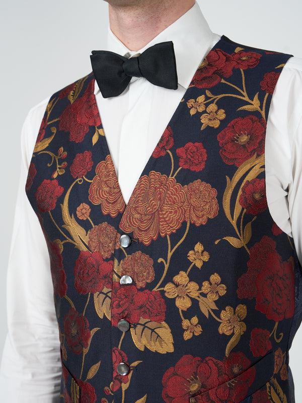 Favourbrook Midnight Red Winnington Silk Single Breasted Waistcoat