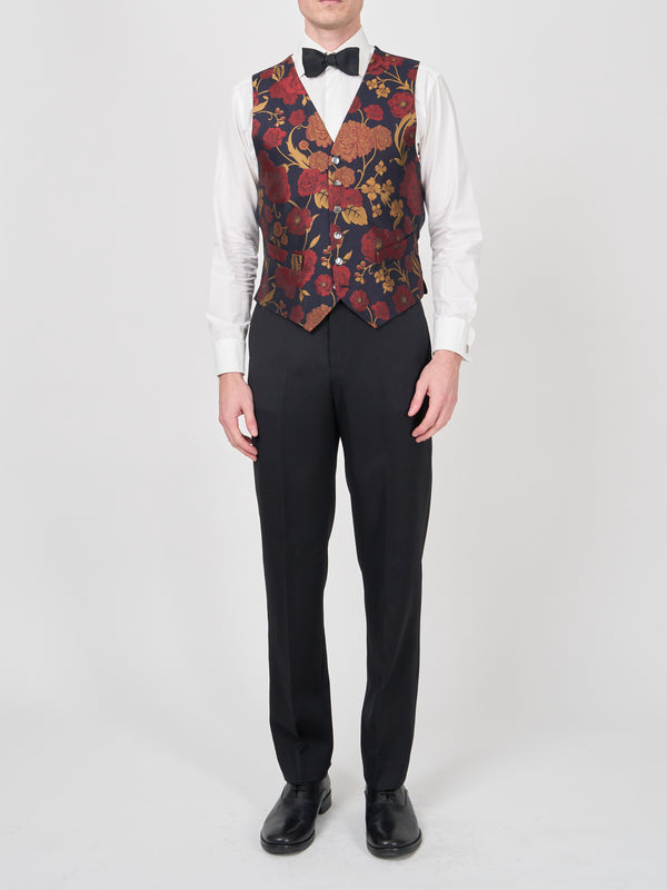 Favourbrook Midnight Red Winnington Silk Single Breasted Waistcoat