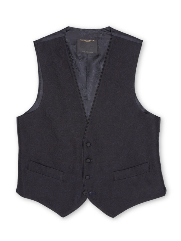 Favourbrook Midnight Vincent Wool Single Breasted Waistcoat With Piping
