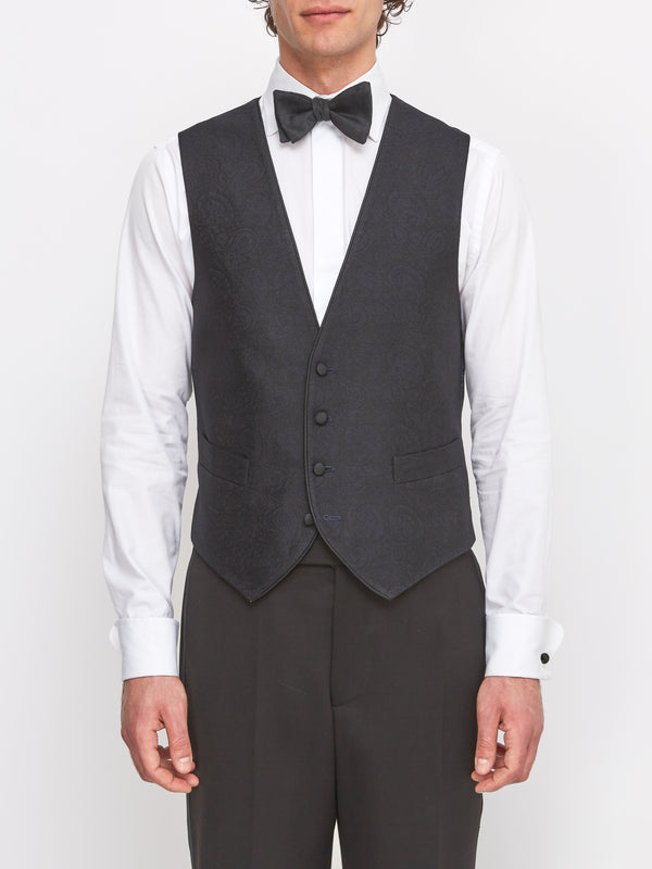 favourbrook Midnight Vincent Wool Single Breasted Waistcoat with Piping