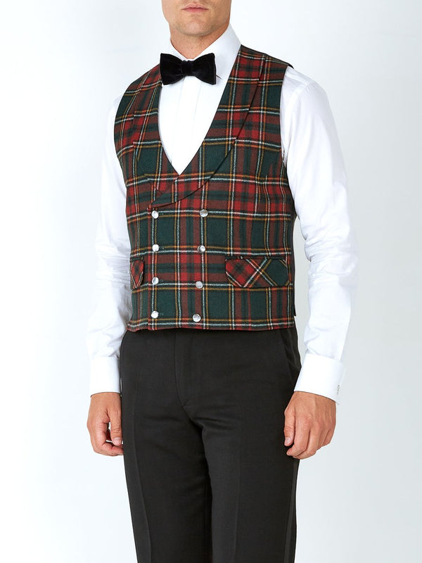 favourbrook Multi Dunrobin Wool Double Breasted Waistcoat
