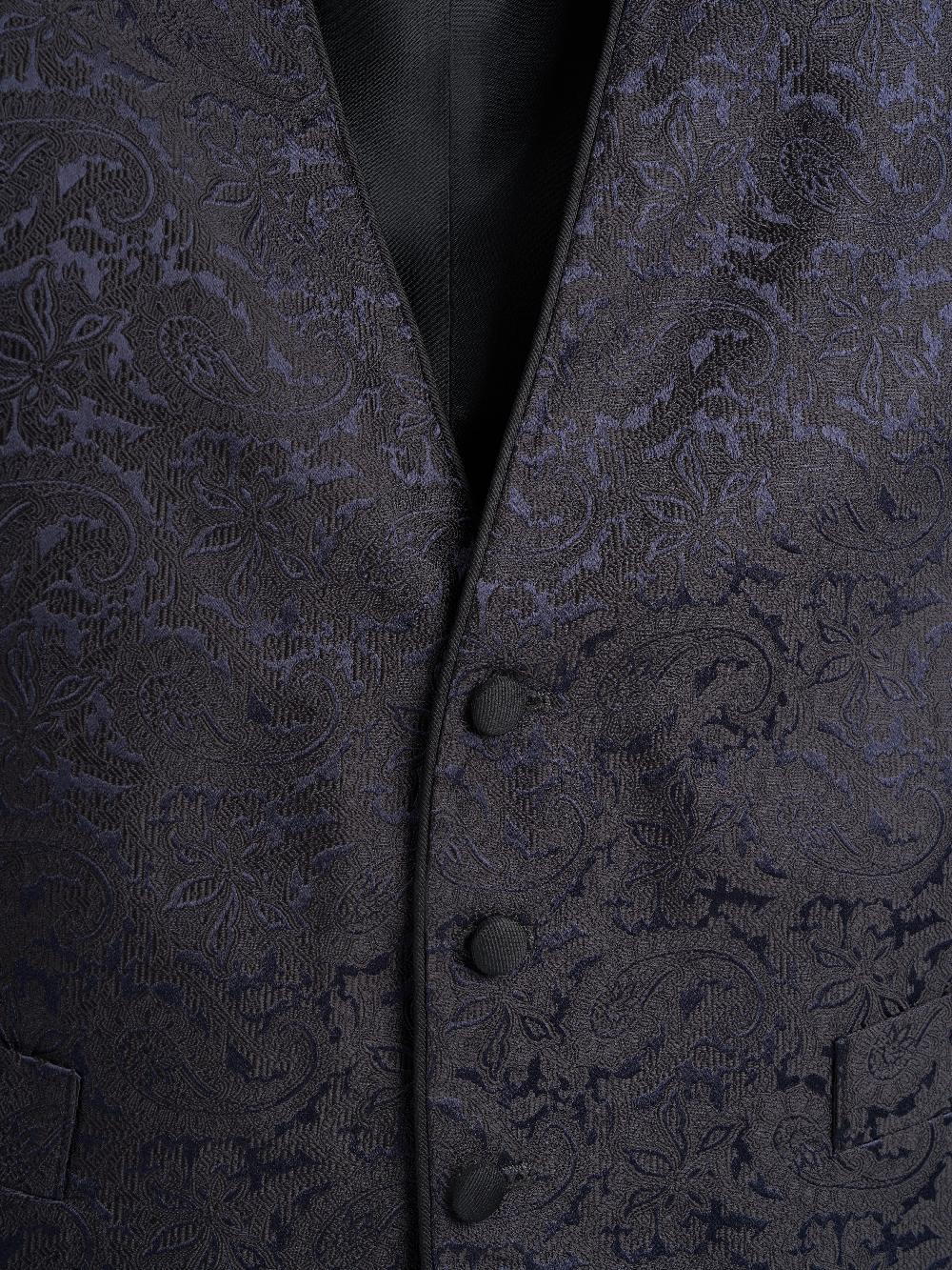 Favourbrook Navy Albert Silk Single Breasted Waistcoat