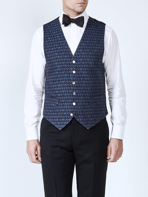 favourbrook Navy Anderson Wool Single Breasted Waistcoat