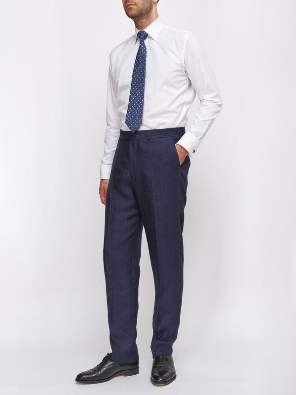 Favourbrook Navy Ethan Herringbone Windsor Trousers