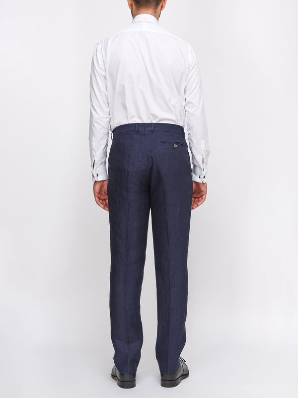 Favourbrook Navy Ethan Herringbone Windsor Trousers