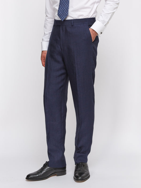 favourbrook Navy Ethan Herringbone Windsor Trousers