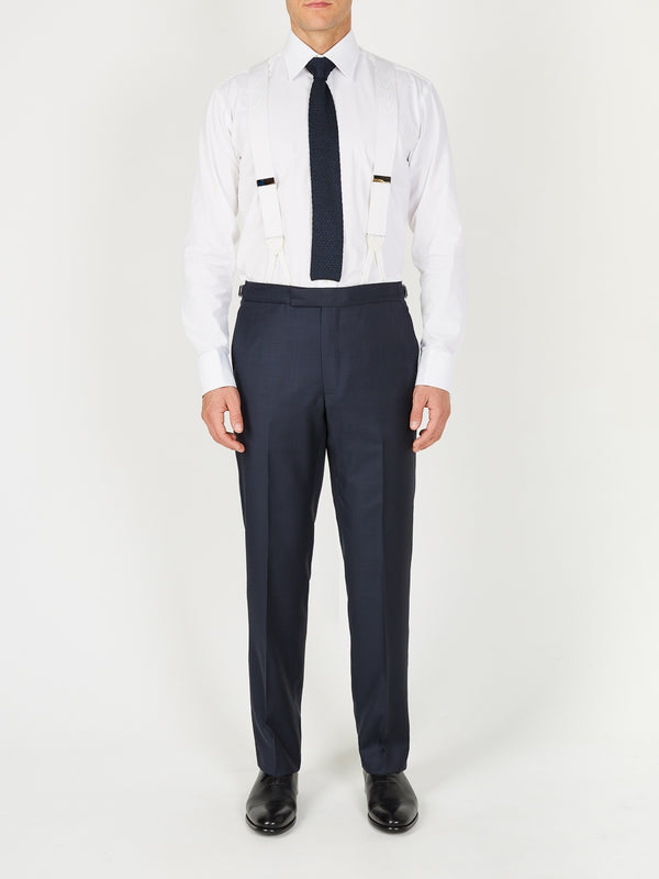 Favourbrook Navy Furlong Wool High Waisted Flat Front Trouser