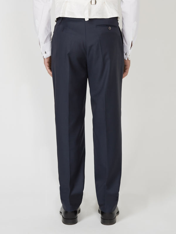 Favourbrook Navy Furlong Wool High Waisted Flat Front Trouser