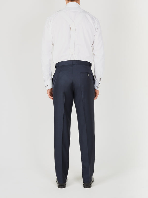 Favourbrook Navy Furlong Wool High Waisted Flat Front Trouser