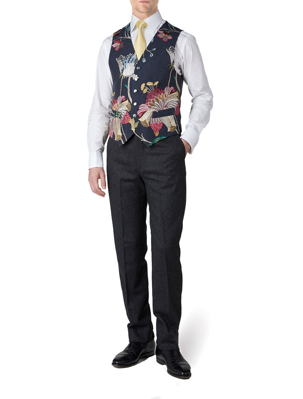 Favourbrook Navy Petersham Single Breasted Waistcoat