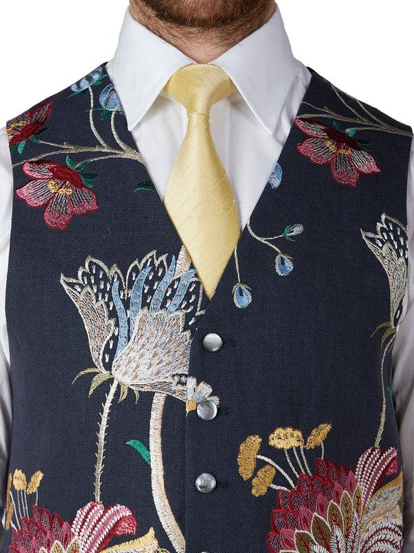 Favourbrook Navy Petersham Single Breasted Waistcoat