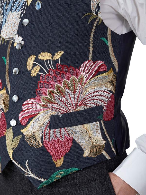 Favourbrook Navy Petersham Single Breasted Waistcoat
