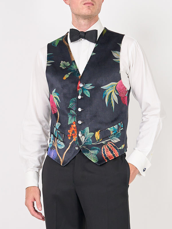 favourbrook Navy Regency Velvet Single Breasted Waistcoat