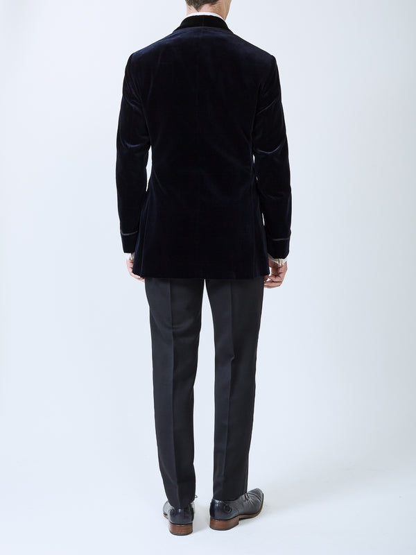 Favourbrook Navy Velvet Double Breasted Smoking Jacket