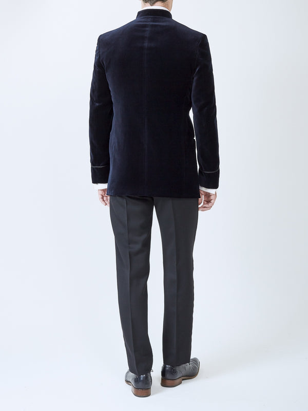 Favourbrook Navy Velvet Nehru Jacket With Frogging On Sleeve
