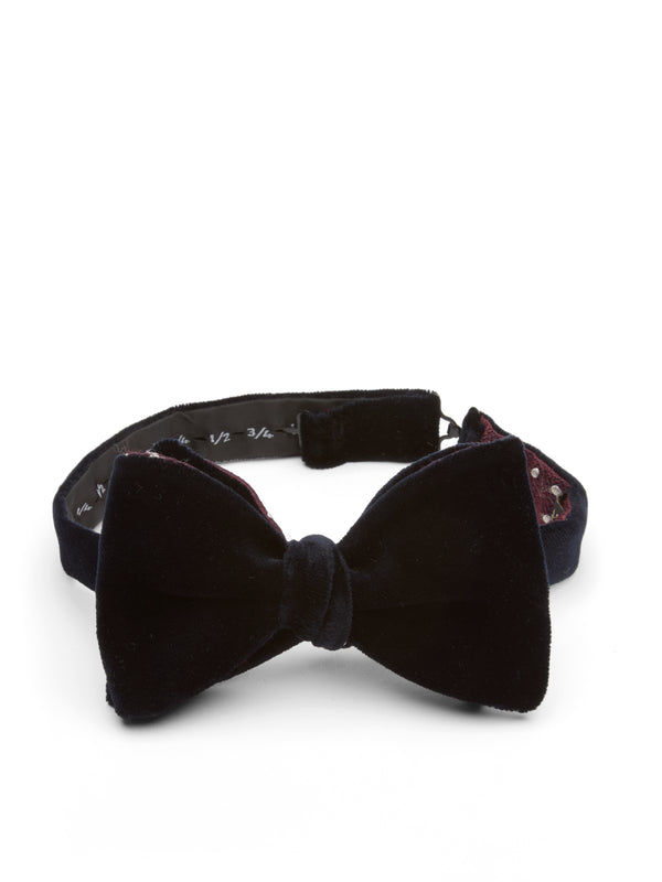 favourbrook Navy Velvet with Burgundy Pickwick Contrast Large Party Bow Tie