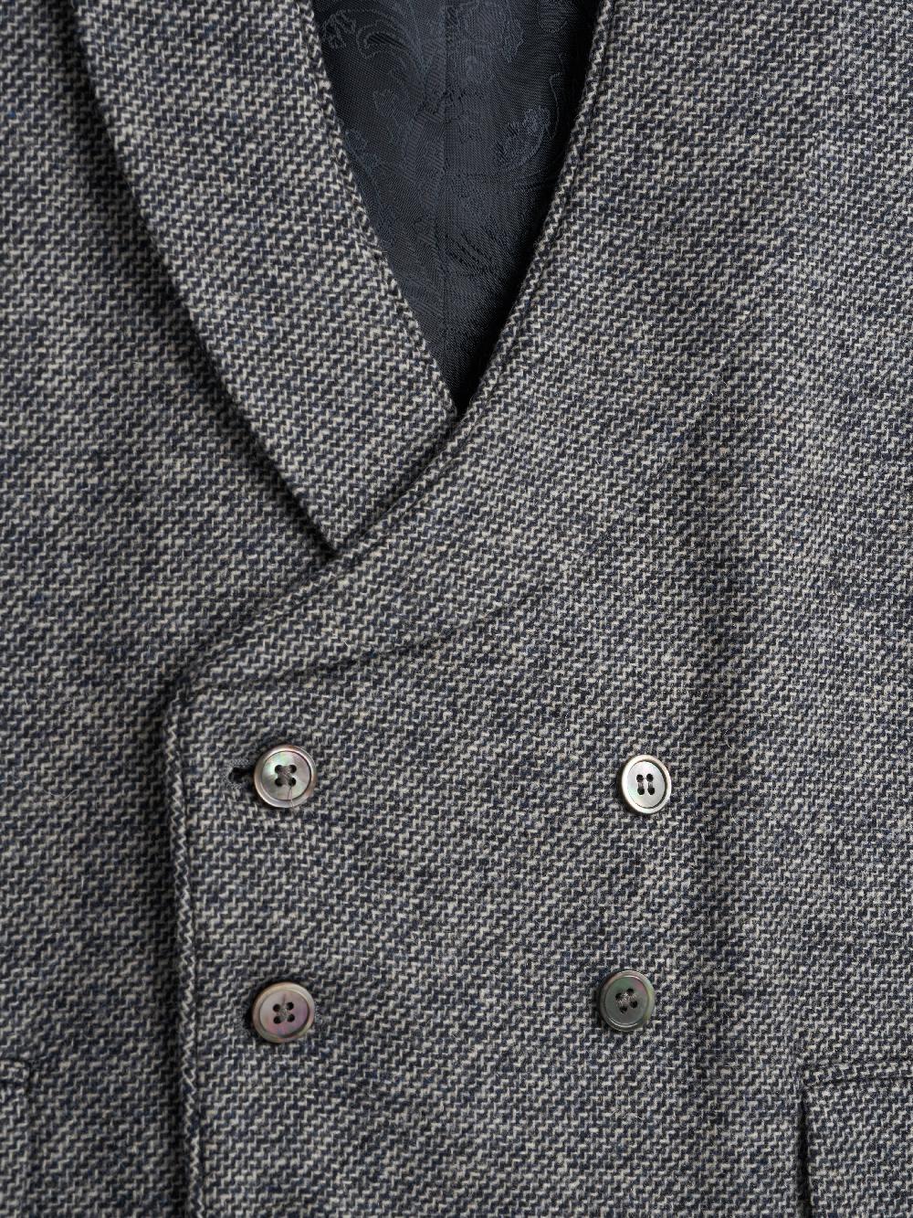 Favourbrook Oatmeal Ampton Wool Double Breasted Waistcoat With Piping
