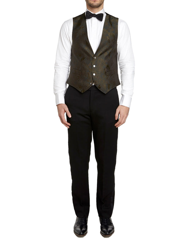 Favourbrook Olive Botanics Silk Single Breasted Waistcoat