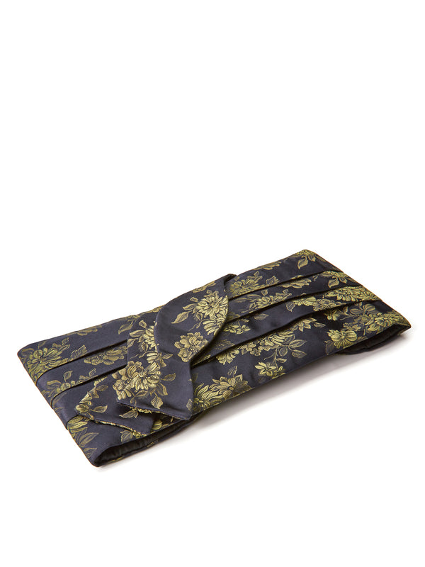 favourbrook Olive Bourgainville Silk Pleated Cummerbund & Bow Tie Set