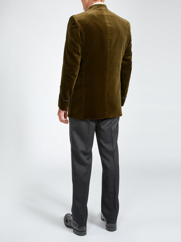 Favourbrook Olive Velvet Nehru Jacket With Frogging On Sleeve