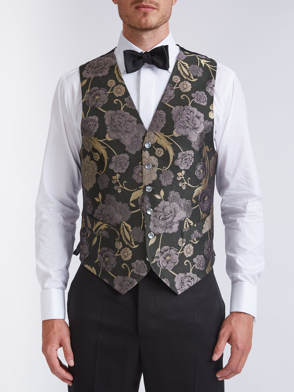 favourbrook Olive Winnington Silk Single Breasted Waistcoat