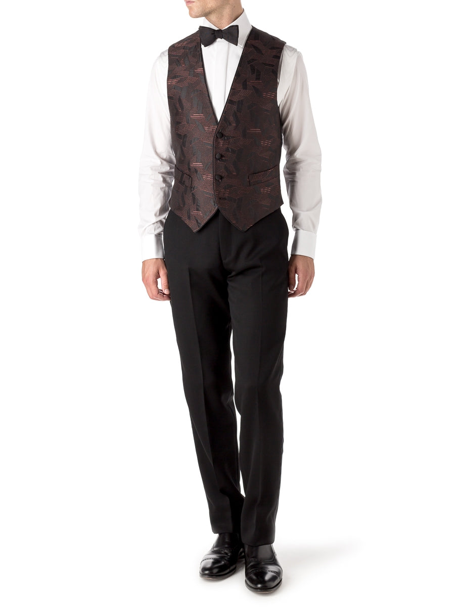 Favourbrook Orange Cork Silk Single Breasted Waistcoat With Piping