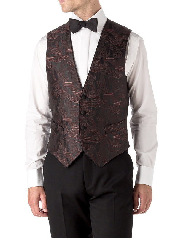 favourbrook Orange Cork Silk Single Breasted Waistcoat with Piping