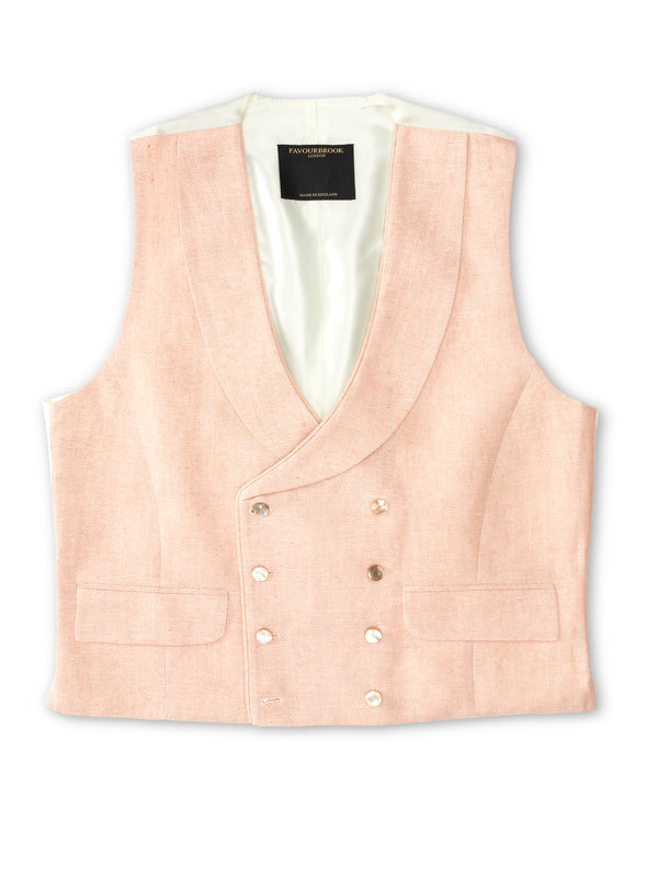 Favourbrook Pastel Pink Randwick Double Breasted Waistcoat With Piping