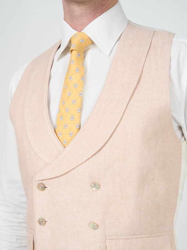 Favourbrook Pastel Pink Randwick Double Breasted Waistcoat With Piping