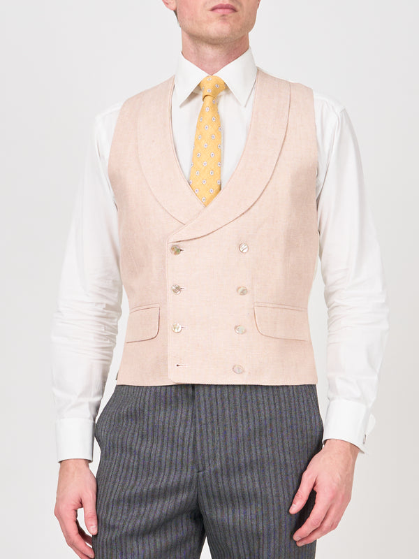 favourbrook Pastel Pink Randwick Double Breasted Waistcoat with Piping
