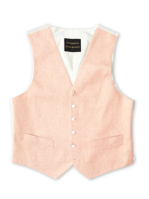 favourbrook Pastel Pink Randwick Single Breasted Waistcoat with Piping