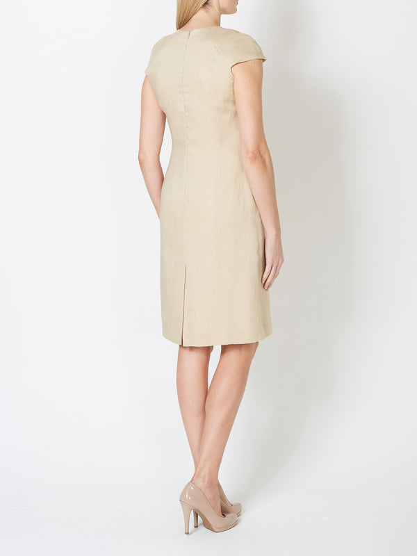 Favourbrook Philippa Dress Gold Plain Crease Resist Linen