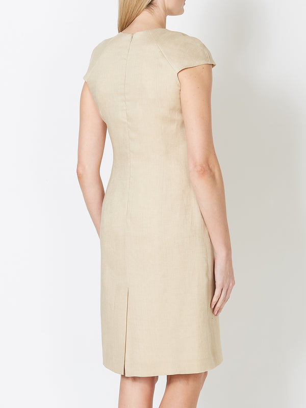Favourbrook Philippa Dress Gold Plain Crease Resist Linen