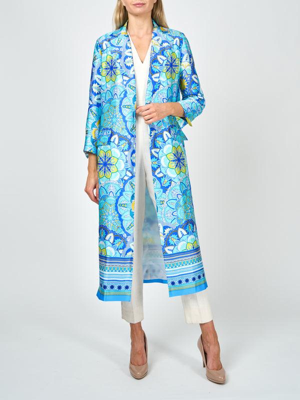 favourbrook Pimlico Coat Blue Rockingham Silk Satin