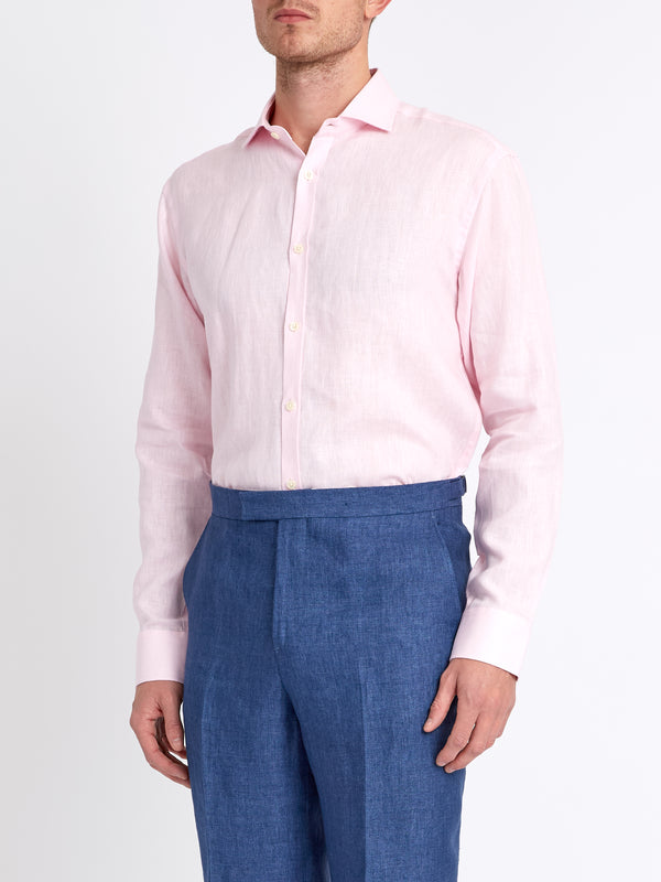 Favourbrook Pink Bridford Linen Cutaway Collar Shirt