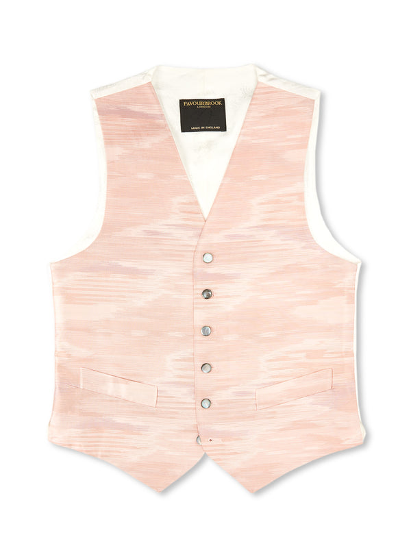 favourbrook Pink Ikat Silk Single Breasted Waistcoat