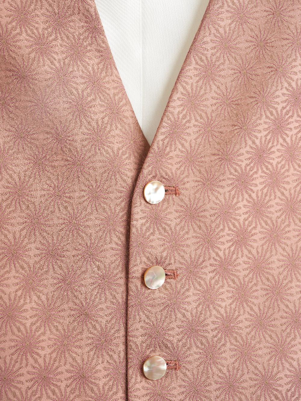 Favourbrook Pink Little Starburst Silk Single Breasted 6 Button Waistcoat