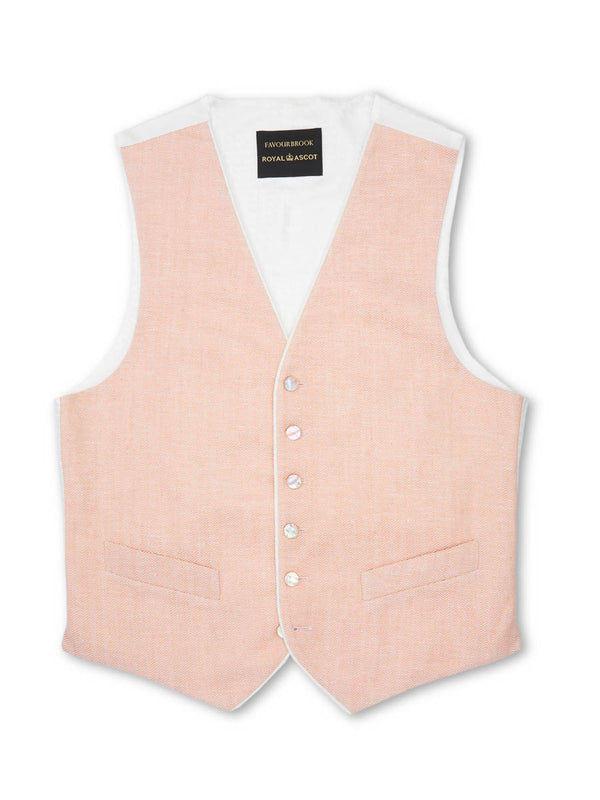 Favourbrook Pink Randwick Single Breasted Waistcoat With Piping