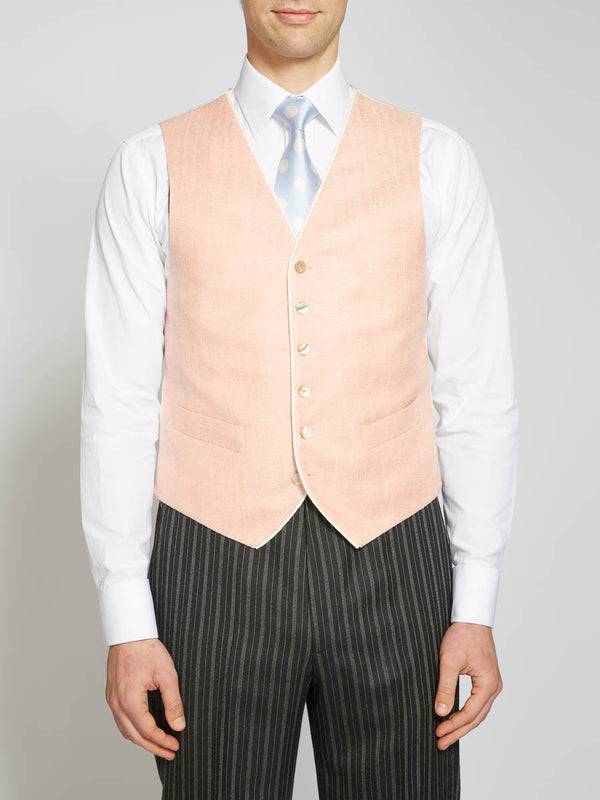 favourbrook Pink Randwick Single Breasted Waistcoat with Piping